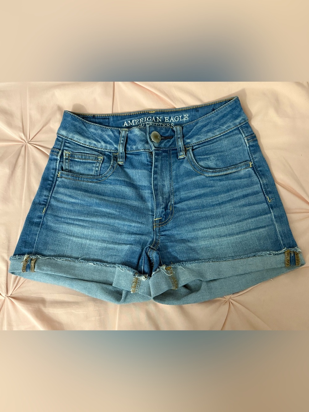 American Eagle Outfitters Medium Blue Denim Rolled-Hem Women's Shorts